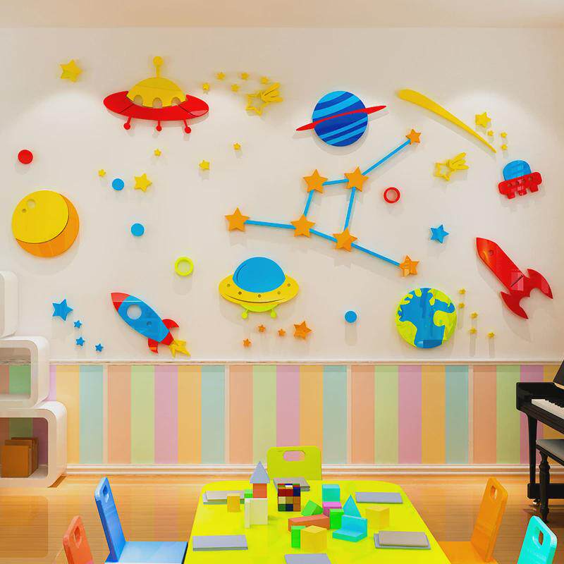 卡通亚克力3d立体墙贴画幼儿园学校教室班级布置儿童房卧室装饰画
