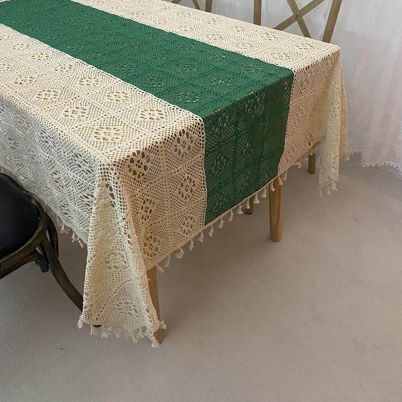 北欧复古米桌钩针手工拼接镂空桌布方形大绿台布茶几盖布,居家布艺,桌布,淘宝优惠券,粉丝福利购,淘宝优惠卷