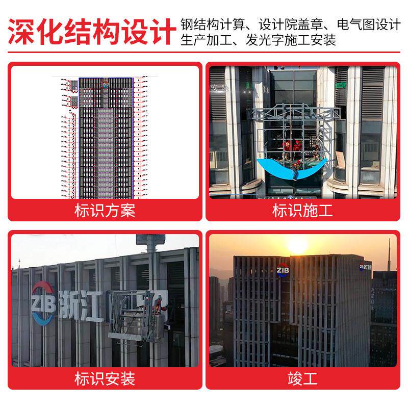楼顶发光字led外漏灯珠铝板冲孔字企业幕墙大字大厦高空宣传广告