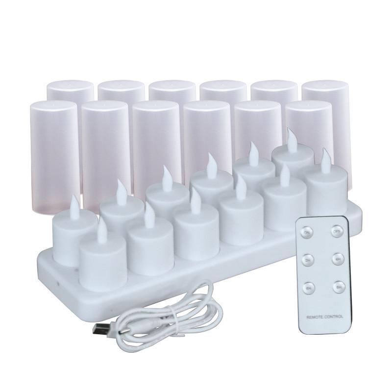 续航久led遥控仿真婚庆氛围充电led电子蜡烛灯12座小茶蜡烛灯