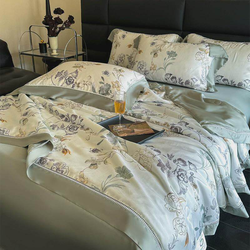 夏凉被四件套轻奢80支兰精天丝复古可机洗水洗空调被莱赛尔冰丝被