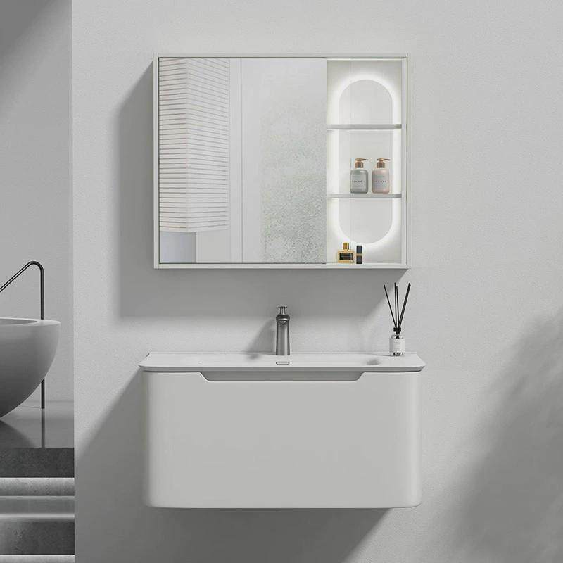 多层实木浴室柜轻奢岩板盆卫生间镜柜挂墙式洗漱台陶瓷洗手台组合