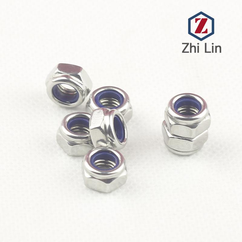 不锈钢201尼龙防松螺母DIN985尼龙自锁六角螺帽尼龙锁紧螺母图片