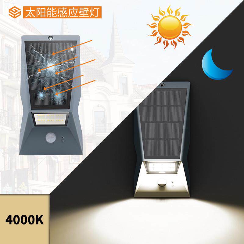 3.5w户外太阳能人体感应壁灯家用室外防水led庭院小照明路灯包邮