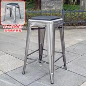 批发铁艺金属吧台椅不锈钢色酒吧椅实木简约吧凳工业风高脚凳靠背