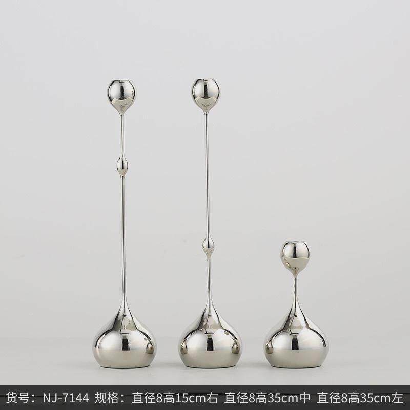 摆件金属黑钛电镀高脚落地铁艺蜡烛台套装高档酒店软装bestwest