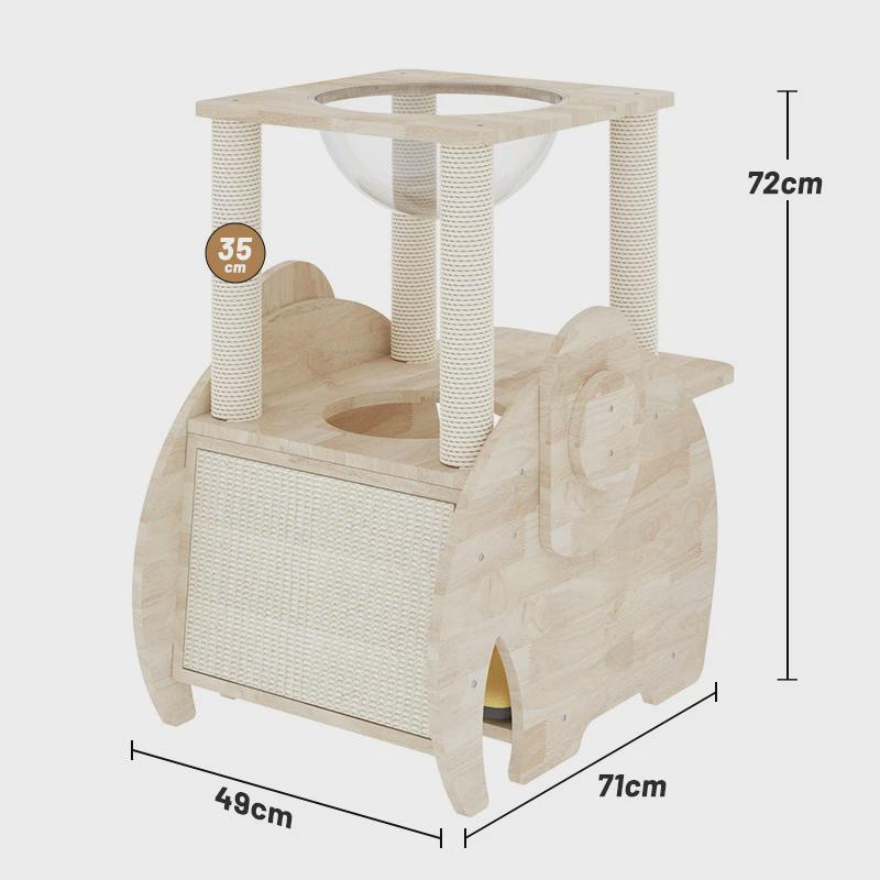 批发橡木纯实木矮脚专属猫爬架爬梯太空舱大象猫窝猫房子剑麻实木