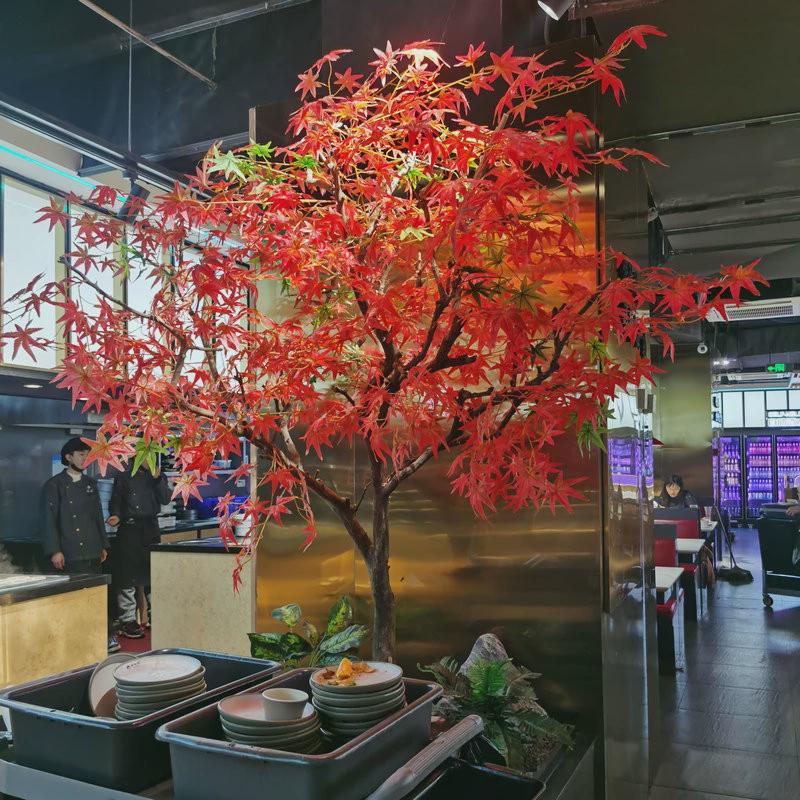 叶树枫仿真假红枫树植物落地客厅装饰假花树田园假树大型绿植造景