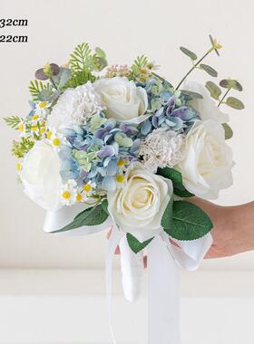 仿生手捧花玫瑰花仿真花假花摆设花束摆件花艺装饰花拍照自然风花
