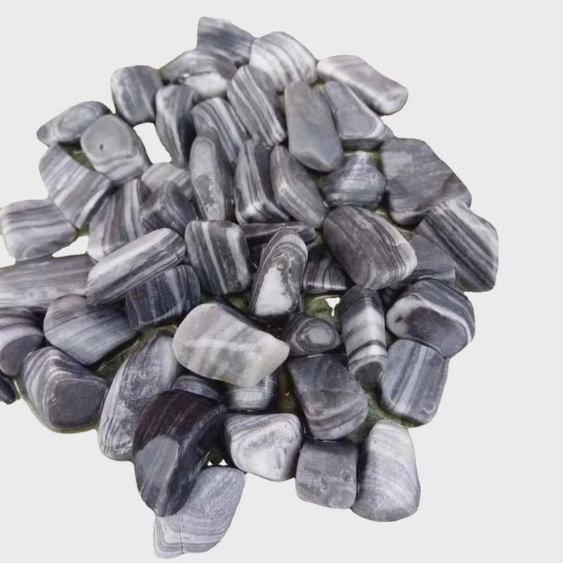 深灰石子磨圆石子水洗石胶粘石造景洗米石庭院枯山水深灰色砾石
