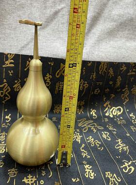 铜葫芦黄铜拉丝葫芦摆件光面开口纯铜葫芦叶带家居桌面工艺品摆件