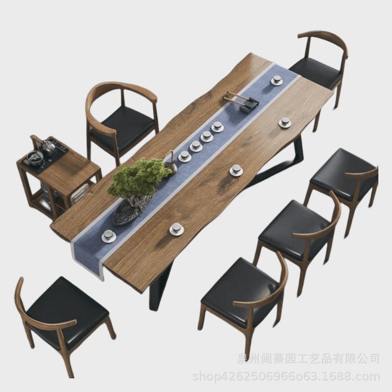 简约茶几创意休闲实木接待复古功夫大板茶台桌子板式喝茶桌椅组合