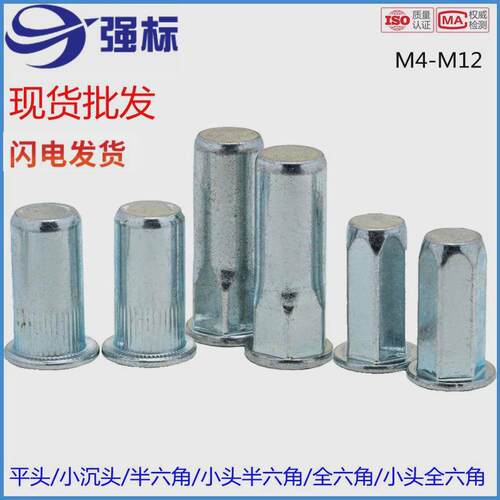 dtp9m4m5m6m8m10半盲孔竖条纹防水封闭镀锌小沉头平头拉铆螺母
