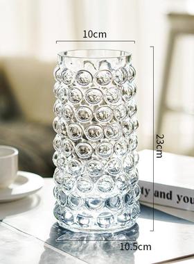 ins北欧水珠玻璃花瓶泡泡透明色样板间客厅餐桌软装轻奢摆件花器