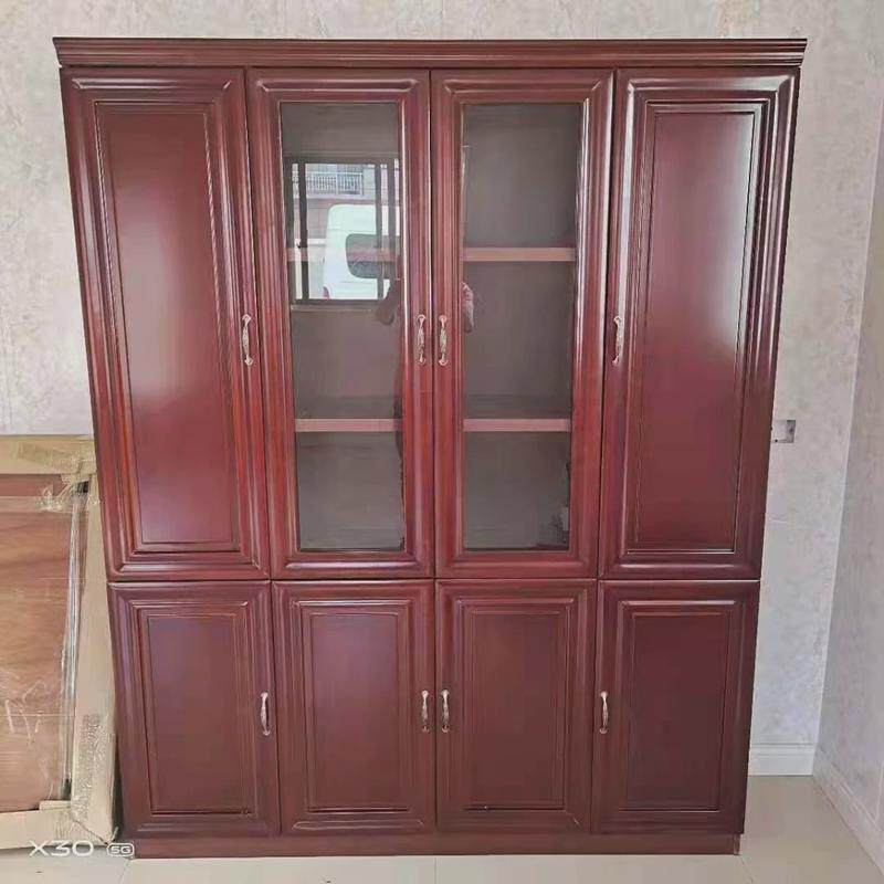 老板桌办公室中式油漆大班台带副柜贴实木简约皮电脑精品桌椅组合