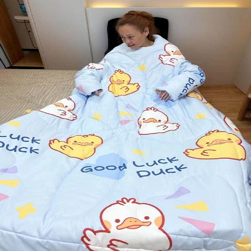懒人被被套可拆洗睡袋加厚防寒保暖防可穿成人大童冬季袖子踢四季