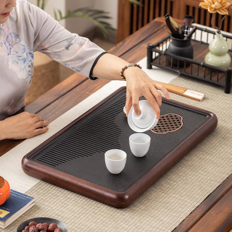 热销2023新款电木茶盘实木精品茶桌小号干泡储水式茶台家用客厅高