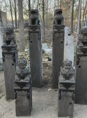 四拴马桩神兽青石做旧四神拴马柱祥云柱厂家批发栓马桩造景