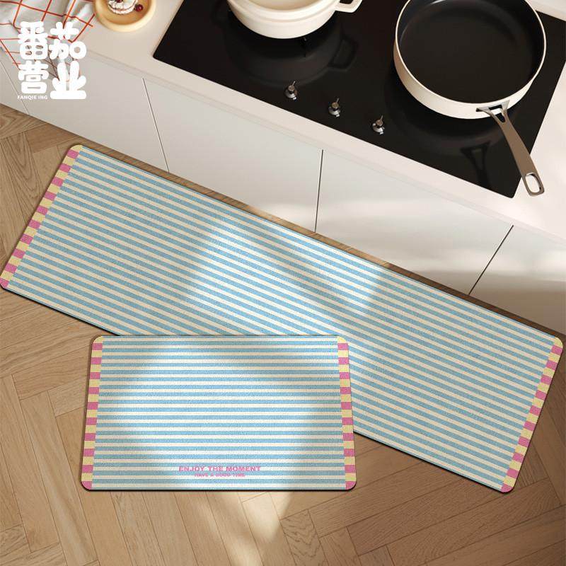 脚垫厨房地垫皮革吸水吸油防滑耐脏长条家用子多巴胺条纹地毯门垫,居家布艺,厨房地垫,淘宝优惠券,粉丝福利购,淘宝优惠卷