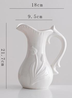 蜀门白色北欧简约创意陶瓷装饰干花水培花瓶客厅插花玄关摆件花器