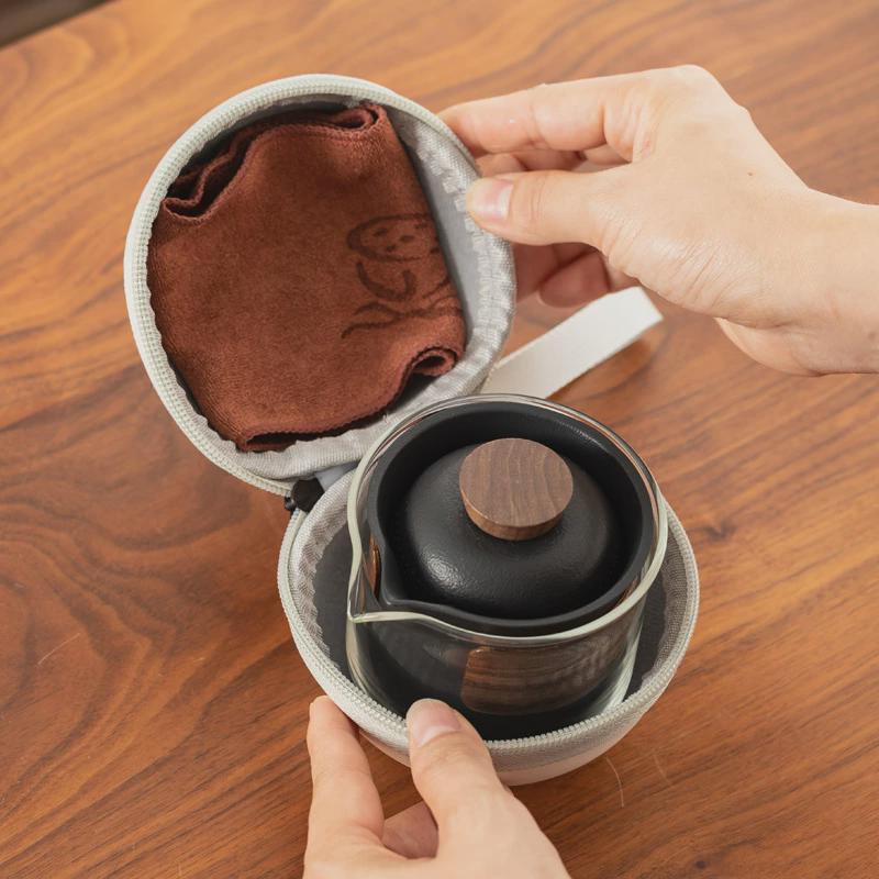 热销雅趣随礼便携式陶瓷快客杯户外露营泡茶壶商务活动伴旅行茶具