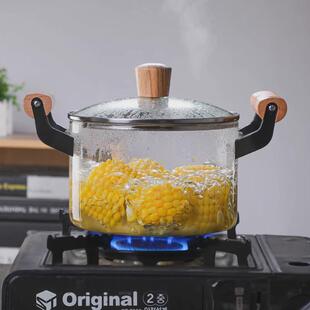 木把高硼硅玻璃炖汤锅家用可电陶炉煲汤锅大容量蒸煮透明玻璃锅
