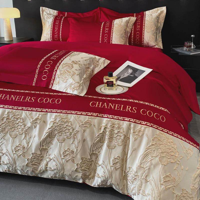 #结婚四件套大红色床单被套纯棉被婚喜备婚庆床上用品婚房陪,床上用品,婚庆床品套件,淘宝优惠券,粉丝福利购,淘宝优惠卷