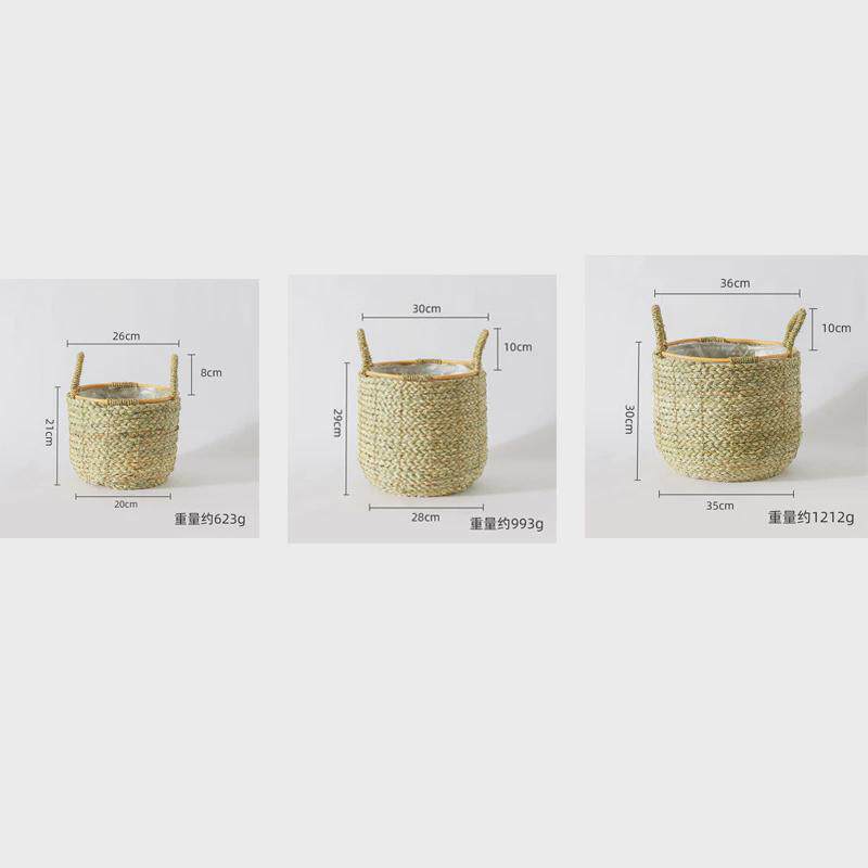 北欧风格创意藤编室内花篮落地式草编客厅装饰绿萝花盆特大容量