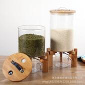 高硼硅玻璃计量米桶 米缸大号防潮防虫杂粮储藏带底座 杂粮储米箱