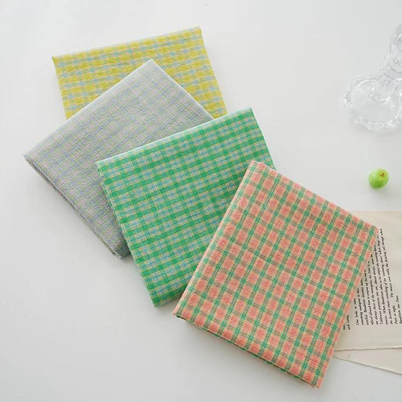 韩国进口面料格子水洗棉30支布服饰纺织布料箱包辅料diy手作2份卖