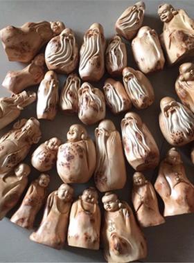 崖柏木材质手把件工艺品把玩件籽料山料寿仙弥勒题材手工孤品摆件