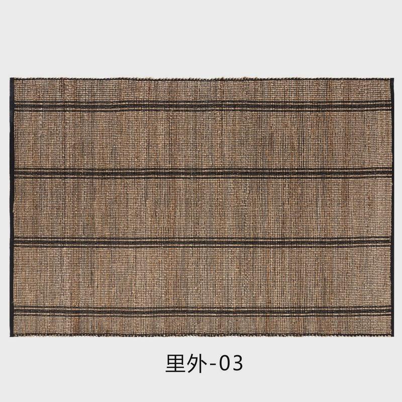 印度手编无胶法式客厅地毯复古法式诧寂奶油黄麻别墅日式茶几毯风