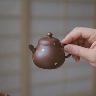 小谦山房洒金明珠紫砂壶宜兴中式手工原矿老紫泥泡茶单壶茶具家用