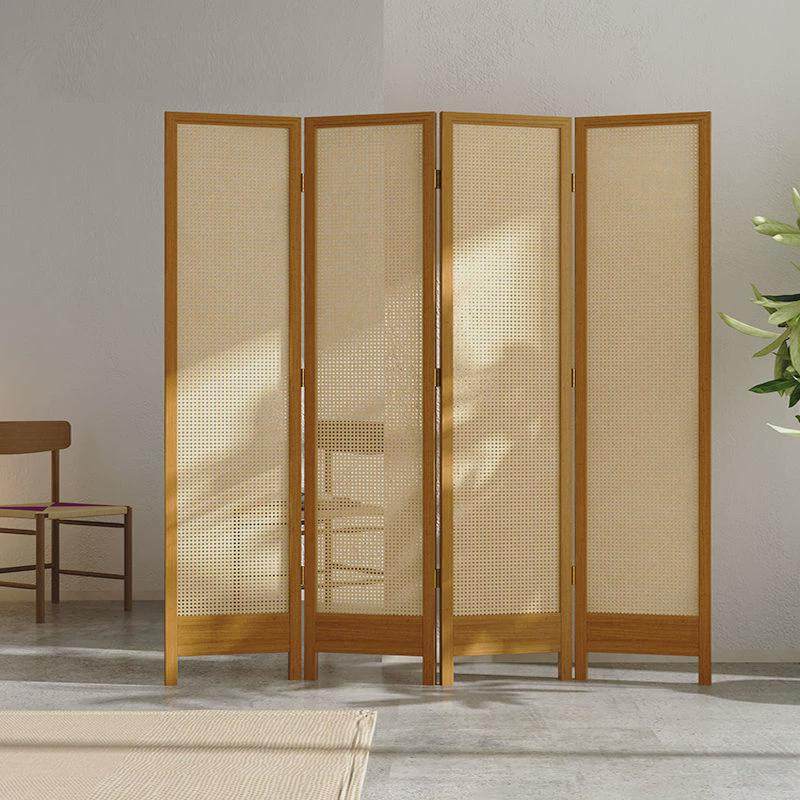 简约日式藤编屏风隔断遮挡民宿酒店折叠可移动实木复古小户型折屏,家居饰品,木雕,淘宝优惠券,粉丝福利购,淘宝优惠卷