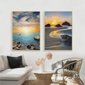 玄关装 饰画海上日出风景挂画现代简约走廊过道饭厅卧室壁画酒店画