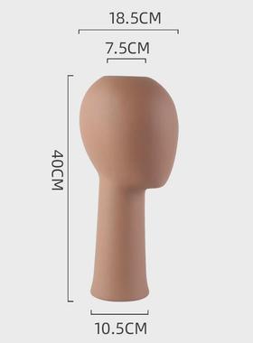 艺术感工艺品兰迪陶瓷花瓶摆件插花仿真花家居人像造型花瓶莫装饰