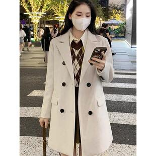 2023新款毛呢女秋冬高级感中长款富家千金呢子大衣小个子