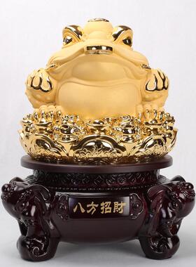 中式金蟾摆件三足金蝉蟾蜍公司档口店铺收银台开业礼品工艺摆设