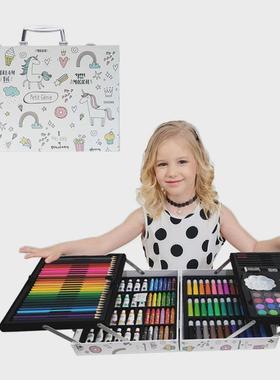 200PC画笔蜡笔儿童绘画套装小学生美术班颜料画画工具水彩笔套装