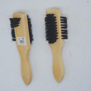 棕毛皮鞋刷 木柄鞋油刷 猪鬃软毛刷子 三面毛 带把猪毛刷子