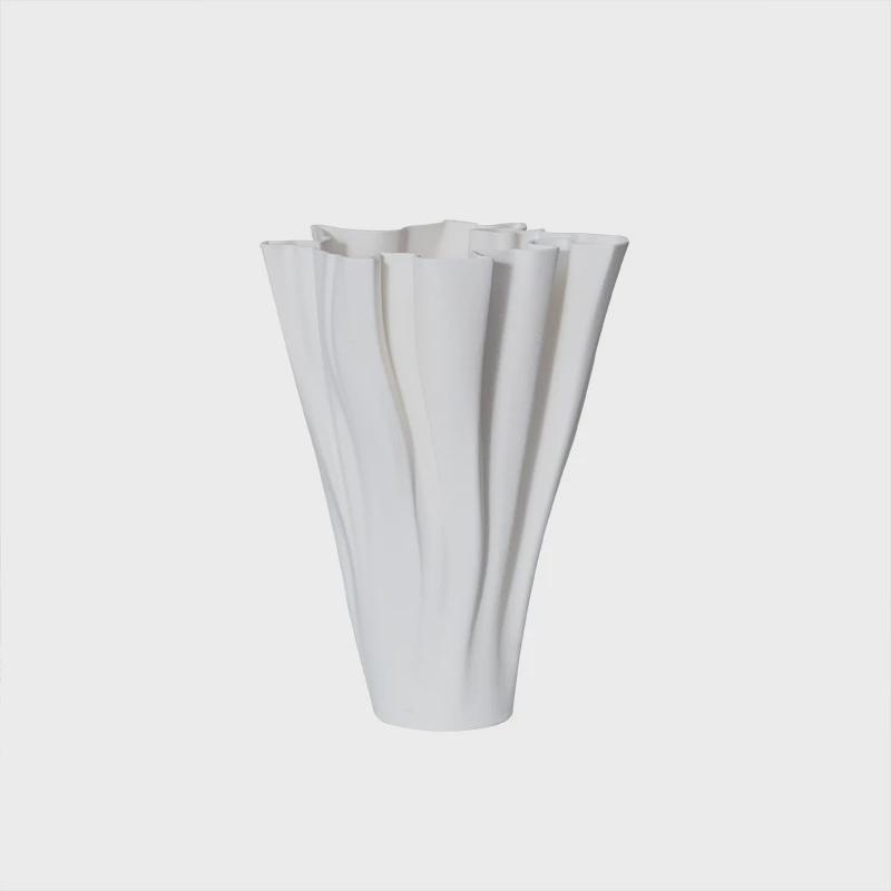 简约创意异形3d打印陶瓷花瓶摆件样板房软装现代精装修仿真花花器
