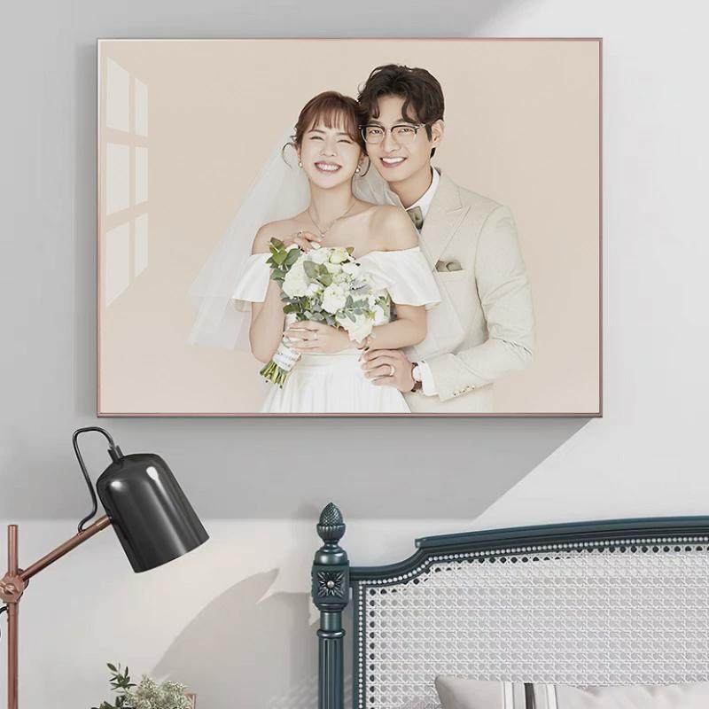 12n婚纱照放大挂墙做洗照片结婚照相框定制水晶铝合金全家福照片