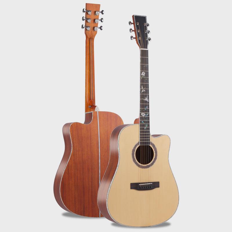 41寸民谣吉他云杉桃花芯全单吉它原声木吉他可加电箱装guitar工厂
