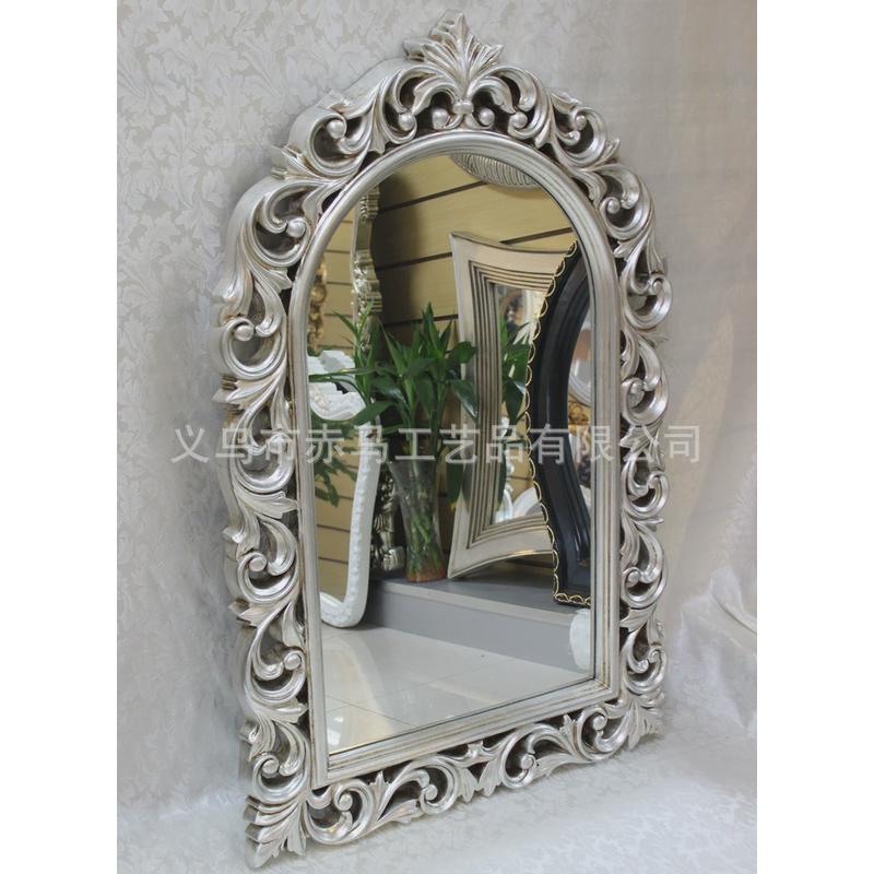 欧式镂空雕花浴室镜客厅玄关梳妆台镜美发半身镜壁挂装饰化妆镜子