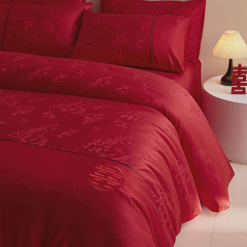 中式床单被套大红色喜字婚庆四件套纯棉结婚床上用品婚房陪嫁,床上用品,婚庆床品套件,淘宝优惠券,粉丝福利购,淘宝优惠卷