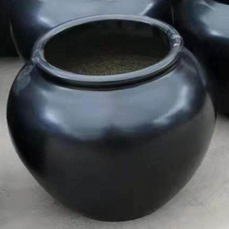 新中式哑光黑色陶瓷落地坛子缸酒店样板间会所餐厅大插花器瓶摆件