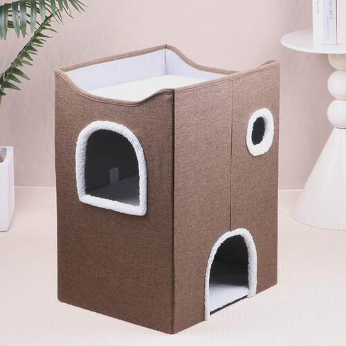 热销收纳三层猫窝冬季保暖大号可折叠四季通用猫笼宠物猫抓板