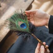 手工孔雀毛拂尘家用茶桌除尘清洁孔雀羽毛除尘掸除尘