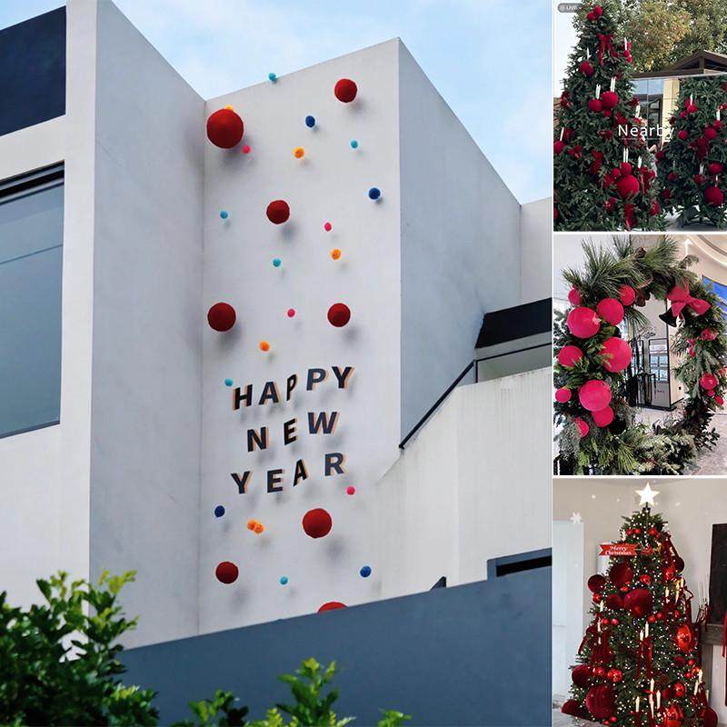 元旦春节日红色毛线球打卡点布置美陈列泡沫婚礼布景橱窗装饰道具,家居饰品,装饰摆件,淘宝优惠券,粉丝福利购,淘宝优惠卷