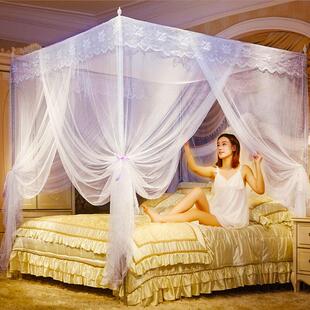 19EK落地防尘布顶蚊帐家用加密帐纱三开门单人双人1.5m1.8m1m加粗